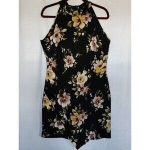 Women's Size 1X Dice Floral Print Sleeveless Halter Neck A Line Dress